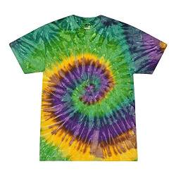 Colortone Unisex Batik T-Shirt 'Swirl' | Batik Shirt S - 5XL mit verschiedenen Mustern | Flower Power Kleidung Damen Herren aus Baumwolle | Handgefärbtes Batik Design | Mardi Gras, L von Colortone