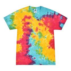 Colortone Unisex Batik T-Shirt 'Swirl' | Batik Shirt S - 5XL mit verschiedenen Mustern | Flower Power Kleidung Damen Herren aus Baumwolle | Handgefärbtes Batik Design | Multi Rainbow, 3XL von Colortone