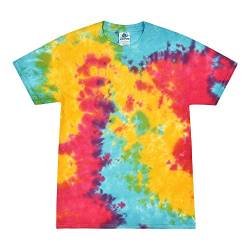 Colortone Unisex Batik T-Shirt 'Swirl' | Batik Shirt S - 5XL mit verschiedenen Mustern | Flower Power Kleidung Damen Herren aus Baumwolle | Handgefärbtes Batik Design | Multi Rainbow, M von Colortone