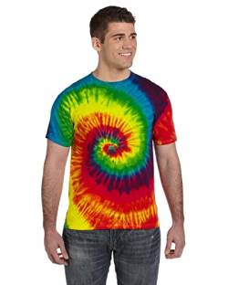 Colortone Unisex Batik T-Shirt 'Swirl' | Batik Shirt S - 5XL mit verschiedenen Mustern | Flower Power Kleidung Damen Herren aus Baumwolle | Handgefärbtes Batik Design | Rainbow, 4XL von Colortone