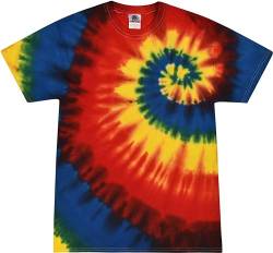 Colortone Unisex Batik T-Shirt 'Swirl' | Batik Shirt S - 5XL mit verschiedenen Mustern | Flower Power Kleidung Damen Herren aus Baumwolle | Handgefärbtes Batik Design | Rainbow Burst, S von Colortone
