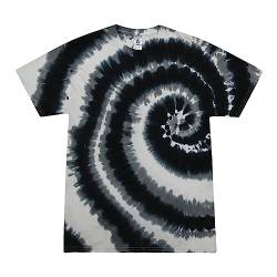 Colortone Unisex Batik T-Shirt 'Swirl' | Batik Shirt S - 5XL mit verschiedenen Mustern | Flower Power Kleidung Damen Herren aus Baumwolle | Handgefärbtes Batik Design | Swirl Black, L von Colortone