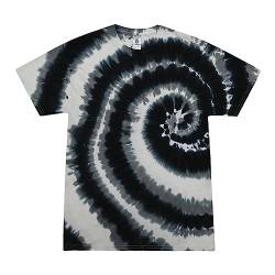 Colortone Unisex Batik T-Shirt 'Swirl' | Batik Shirt S - 5XL mit verschiedenen Mustern | Flower Power Kleidung Damen Herren aus Baumwolle | Handgefärbtes Batik Design | Swirl Black, S von Colortone