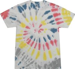 Colortone Unisex Batik T-Shirt 'Swirl' | Batik Shirt S - 5XL mit verschiedenen Mustern | Flower Power Kleidung Damen Herren aus Baumwolle | Handgefärbtes Batik Design | Yellowstone, L von Colortone