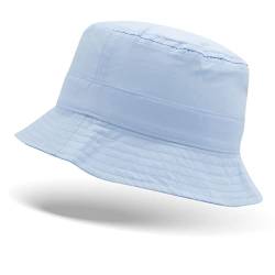 Colours & Beauty Bucket Hat Jungen und Mädchen 6-12 Jahre Hellblau aus Baumwolle | Fischerhut Kinder | Anglerhut Festival | Sommerhut Strand | Kopfbedeckung Sommer | Sonnenschutz Kopf | Wanderhut von Colours & Beauty