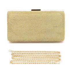 Colours & Beauty Elegante Goldene Handtasche Damen | Umhängetasche Mädchen | Elegante Clutch | Festliche Zerimonie kleine Tasche Damen | Unterarmtasche | Abendtasche Damen | Kettentasche Hochzeit von Colours & Beauty