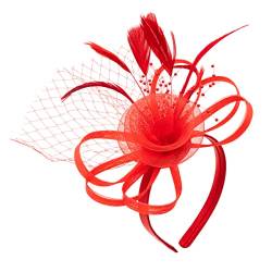 Colours & Beauty Fascinator Hut Rot Rose | Stirnband Damen | Haarspangen Damen | Haarreifen Hochzeit Damen Elegant | Blumen Haarschmuck Mädchen | Brautschmuck Haare | Party Kopfbedeckung von Colours & Beauty