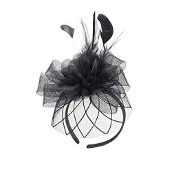 Colours & Beauty Fascinator Hut Schwarz Blumen | Stirnband Damen | Haarspangen Damen | Haarreifen Hochzeit Damen Elegant | Blumen Haarschmuck Mädchen | Brautschmuck Haare | Party Kopfbedeckung von Colours & Beauty