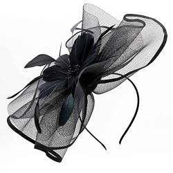 Colours & Beauty Fascinator Hut Schwarz Kokard | Stirnband Damen | Haarspangen Damen | Haarreifen Hochzeit Damen Elegant | Blumen Haarschmuck Mädchen | Brautschmuck Haare | Party Kopfbedeckung von Colours & Beauty