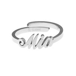 Colours & Beauty Silber Ring Damen mit Name Gravur Mia aus Stahl | Ringe Frauen Personalisierte | Personalisierter Schmuck | Verstellbare Ring mit Buchstaben | Silberringe Damen von Colours & Beauty