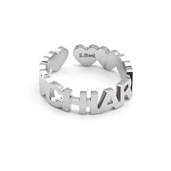 Colours & Beauty Silber Ring Damen mit Namen Gravur Chiara aus Stahl | Ringe Frauen Personalisierte | Personalisierter Schmuck | Verstellbare Ring mit Buchstaben | Silberringe Damen von Colours & Beauty