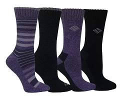 Columbia Damen Damensocken, feuchtigkeitsregulierend, 4 Paar Socken, Pflaume/Schwarz, Einheitsgröße (4er Pack) von Columbia