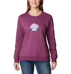 Columbia Damen Hart Mountain II Graphic Crew, Marionberry Heather, Peekabear Logo, X-Large von Columbia