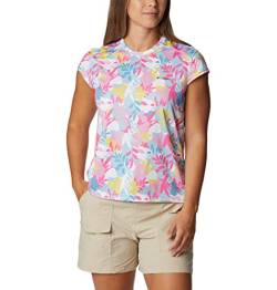 Columbia Summerdry Damen-T-Shirt, kurzärmelig, bedruckt, Weiß/floriert, Größe XL von Columbia