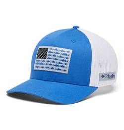 Columbia Unisex-Erwachsene PFG Fischflaggen-Netzballkappe – niedrig Cap, Lebendiges Blau, Weiß, US-Fisch-Flagge, X-Large von Columbia