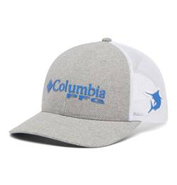 Columbia Unisex PFG Logo Mesh Snap Back-Low Cap, Cool Grey Heather/Vivid Blue, Einheitsgröße von Columbia