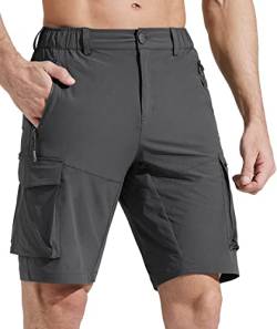 Comallan Herren Sommer Freizeit Shorts Wanderhose Outdoorhose Jogginghose Trekkinghose Softshellhose Funktionshose Cargohose/Leichte Trockend Wasserdicht mit Taschen-Grau L von Comallan