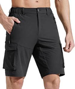 Comallan Herren Sommer Freizeit Shorts Wanderhose Outdoorhose Jogginghose Trekkinghose Softshellhose Funktionshose Cargohose/Leichte Trockend Wasserdicht mit Taschen-Schwarz S von Comallan