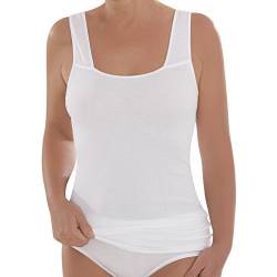 Comazo Damen Unterhemd – 2er Pack – Weiß – 46 – Shirt aus Reiner Baumwolle – Achselhemd mit Breiten Trägern – Unterhemden - Strapazierfähig und pflegeleicht von Comazo