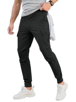 Comdecevis Herren-Cargo-Jogginghose, Stretch, schmale Passform, Trainingshose mit Reißverschlusstaschen, Freizeithose, Dunkel_Grau, 3XL von Comdecevis