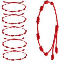 Comebachome 6pcs Rotes Armband Rotes Kabelarmband Einstellbarer Kabbala Red Knot String Armband Amulett zum Schutz, böser Auge und viel Glück für die Freundschaft von Comebachome