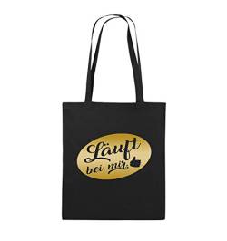 Comedy Bags - Läuft bei Mir - Kreis NEGATIV - Jutebeutel - Lange Henkel - 38x42cm - Farbe: Schwarz/Gold von Comedy Bags