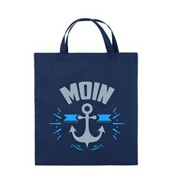 Comedy Bags - Moin - Anker - Jutebeutel - Kurze Henkel - 38x42cm - Farbe: Navy/Eisblau-Hellblau von Comedy Bags