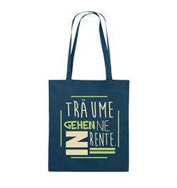 Comedy Bags - Träume gehen nie in Rente. - Jutebeutel - Lange Henkel - 38x42cm - Farbe: Navy/Beige-Hellgrün von Comedy Bags