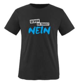 Bevor du fragst Nein - Deluxe - Zweifarbig - Herren T-Shirt - Schwarz/Weiss-Blau Gr. XL von Comedy Shirts