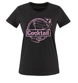 Cocktail BAR - Damen T-Shirt - Schwarz/Rosa Gr. M von Comedy Shirts