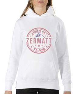 Comedy Shirts Aprés Ski Team - Zermatt V2 - Damen Hoodie - Weiss/Rosa-Violett Gr. L von Comedy Shirts