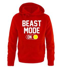 Comedy Shirts Beast Mode - ON - Herren Hoodie - Rot/Weiss-Gelb Gr. L von Comedy Shirts