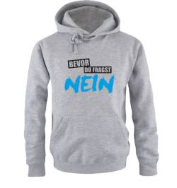 Comedy Shirts Bevor du fragst Nein - Deluxe - Zweifarbig - Herren Hoodie - Grau/Schwarz-Blau Gr. XL von Comedy Shirts