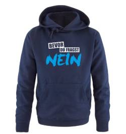 Comedy Shirts Bevor du fragst Nein - Deluxe - Zweifarbig - Herren Hoodie - Navy/Weiss-Blau Gr. XL von Comedy Shirts