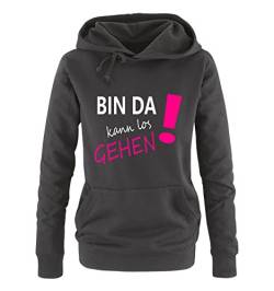 Comedy Shirts Bin da kann los gehen! - Damen Hoodie - Schwarz/Weiss-Pink Gr. XXL von Comedy Shirts