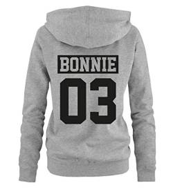 Comedy Shirts - Bonnie 03 - NEGATIV - Damen Hoodie - Grau / Schwarz Gr. S von Comedy Shirts