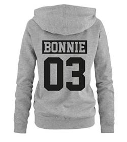 Comedy Shirts - Bonnie 03 - NEGATIV - Damen Hoodie - Grau / Schwarz Gr. XL von Comedy Shirts