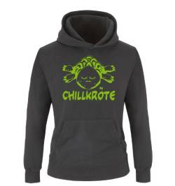 Comedy Shirts CHILLKRÖTE - Einfarbig - Kinder Hoodie - Schwarz/Grün Gr. 152/164 von Comedy Shirts