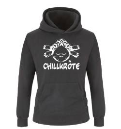 Comedy Shirts CHILLKRÖTE - Einfarbig - Kinder Hoodie - Schwarz/Weiss Gr. 152/164 von Comedy Shirts