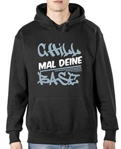 Comedy Shirts Chill mal Deine Base Graffitti - Herren Hoodie - Schwarz/Eisblau-Weiss Gr. S von Comedy Shirts