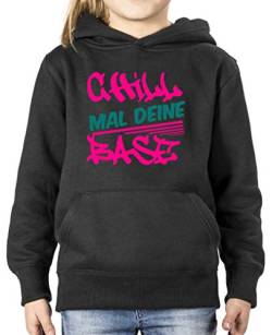 Comedy Shirts - Chill mal Deine Base Graffitti - Mädchen Hoodie - Schwarz/Pink-Türkis Gr. 152/164 von Comedy Shirts