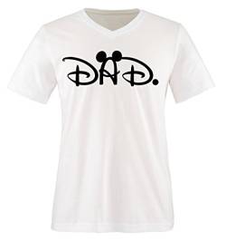Comedy Shirts - DAD. Mickey - Herren V-Neck T-Shirt - Weiss/Schwarz Gr. L von Comedy Shirts