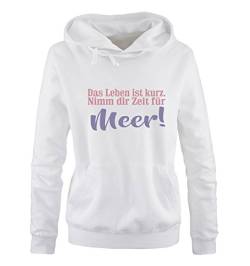 Comedy Shirts Das Leben ist kurz. Nimm dir Zeit für Meer! - Damen Hoodie - Weiss/Rosa-Violett Gr. XL von Comedy Shirts