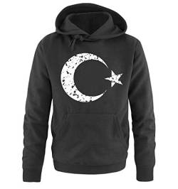 Comedy Shirts EM 2016 - TÜRKEI - Wappen - Vintage - Herren Hoodie - Schwarz/Weiss Gr. S von Comedy Shirts