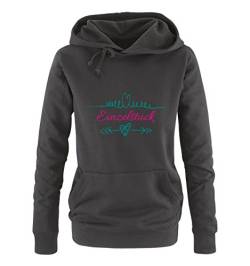 Comedy Shirts Einzelstück - Herz Pfeile - Damen Hoodie - Schwarz/Pink-Türkis Gr. M von Comedy Shirts