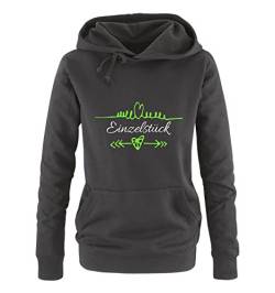 Comedy Shirts Einzelstück - Herz Pfeile - Damen Hoodie - Schwarz/Weiss-Neongrün Gr. L von Comedy Shirts