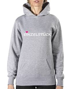 Comedy Shirts Einzelstück - Style1 - Damen Hoodie - Grau/Weiss-Pink Gr. L von Comedy Shirts