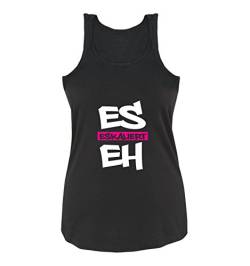 Comedy Shirts - Es eskaliert eh - Graffiti - Damen Tank Top - Schwarz/Weiss-Pink Gr. M von Comedy Shirts