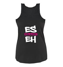 Comedy Shirts - Es eskaliert eh - Graffiti - Damen Tank Top - Schwarz/Weiss-Pink Gr. XL von Comedy Shirts