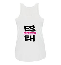 Comedy Shirts - Es eskaliert eh - Graffiti - Damen Tank Top - Weiss/Schwarz-Pink Gr. M von Comedy Shirts